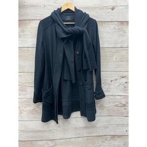 Beyond Yoga Black Organic Cotton Fleece  Jacket Scarf Studio Gear Women Large US